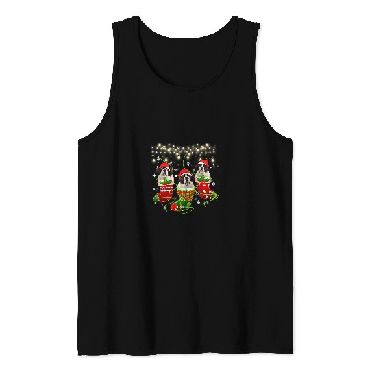 Boston Terrier Pet Santa ELF Reindeer Boston Terrier In Christmas Socks Tank Tops