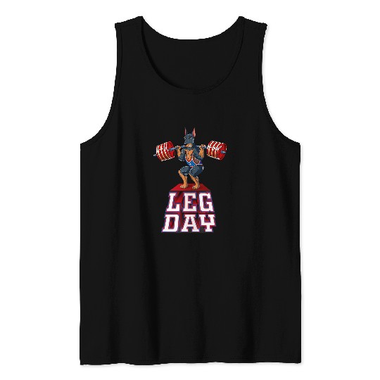Doberman Pet Leg Day doberman Weight Lifting Squat Gym Tank Tops