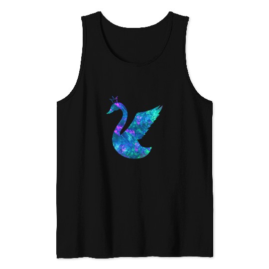 Funny Violin Cyan Blue Violet teal swan For Birds Lover Tank Tops