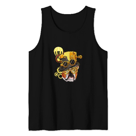 English Bulldog Pet Steampunk Gothic American Bulldog Animal Face Bulldog Lover 3 Tank Tops