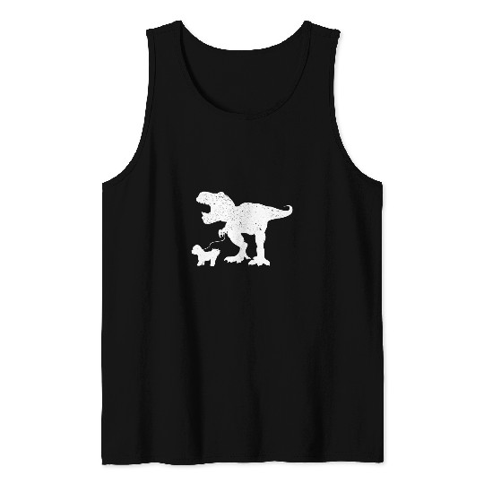 Bichon Pet Dinosaur Dino Cute T rexs Dinosaur Walking Bichon Frise Dog Walker Boys Tank Tops