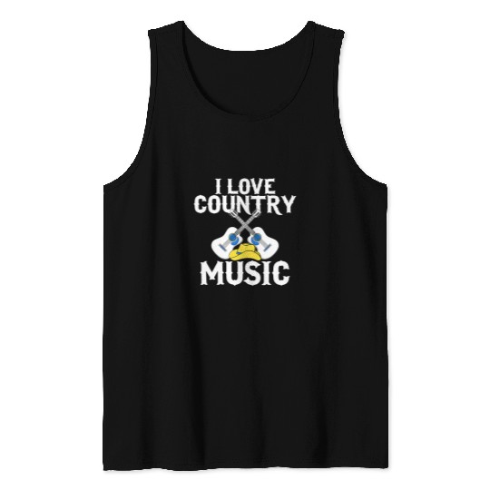 Funny Guitar Camping Camp Western I Love Country Music USA Line Dance CampFires Guitar Camper Tank Tops