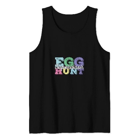 Egg Hunt Supervisor Mom Dad Retro Easter Egg Hunting Party Tank Tops