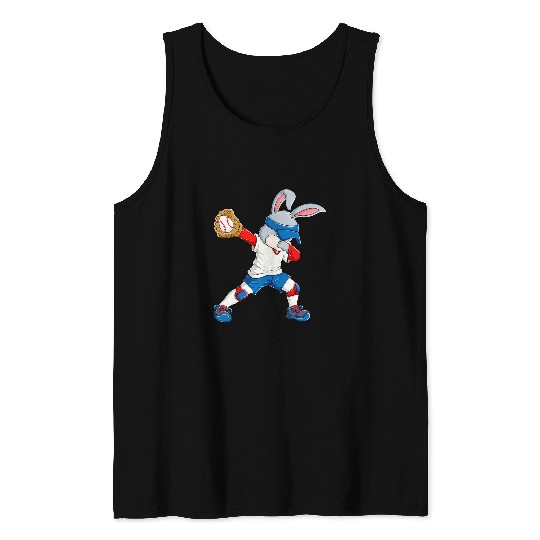 Sport Baseball Dabbings Bunny Easter Day Baseball Catcher Happy Easter Boys Tank Tops