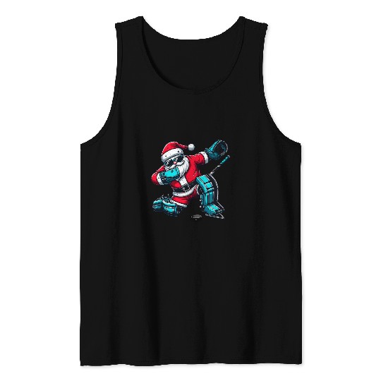 Sport Hockey Santa Dabbings Hockey Goalie Goalkeeper Goaltender Christmas Tank Tops