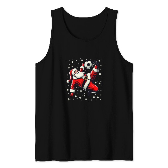 Sport Soccer Santa Plays Soccer Bicycle Kick Christmas Women Men Kids 6 Tank Tops