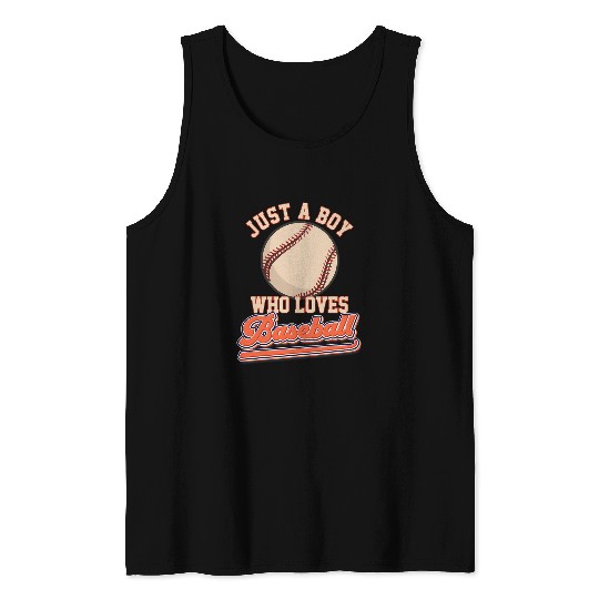 Sport Baseball Just A Boy Who Loves Baseball Pitcher Batcher Player Kids Tank Tops