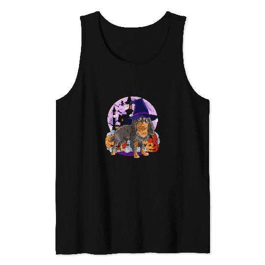 Cavalier King Charles Spaniel Pet Cute King Charles Spaniel Halloween Witch Pumpkin Tank Tops
