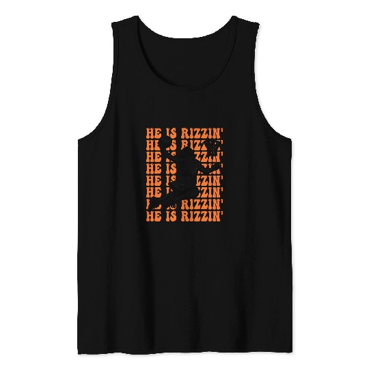 Sport Basketball He is Risen Funny Easter Jesus Playing Basketball Men Tank Tops