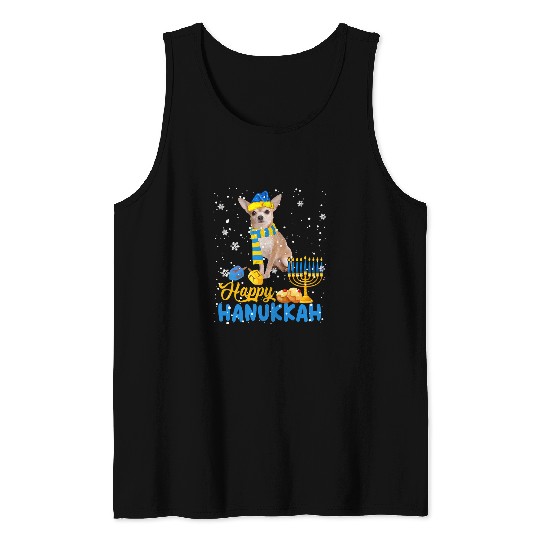 Chihuahua Pet Happy Hanukkah Cute Jewish Proud Hanukkah Chihuahua Menorah 312 Tank Tops