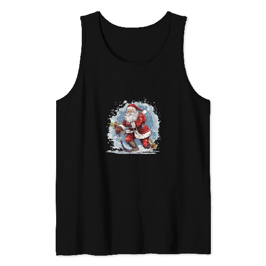 Sport Hockey Santa Claus Christmas Hockey Xmas Tank Tops