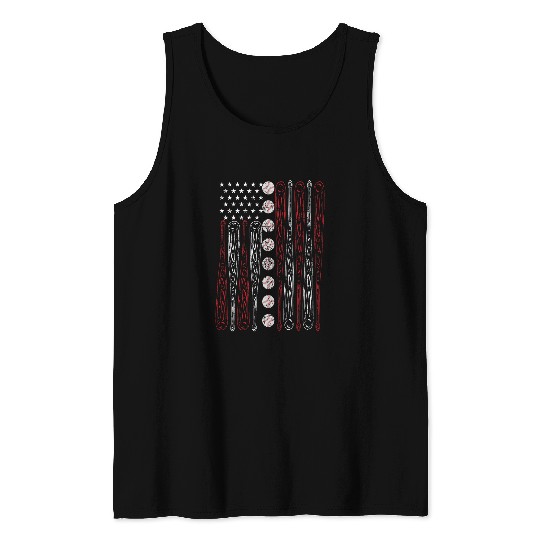 Sport Baseball American Flag Baseball Red White Blue 4th of July Boys Men 4 Tank Tops