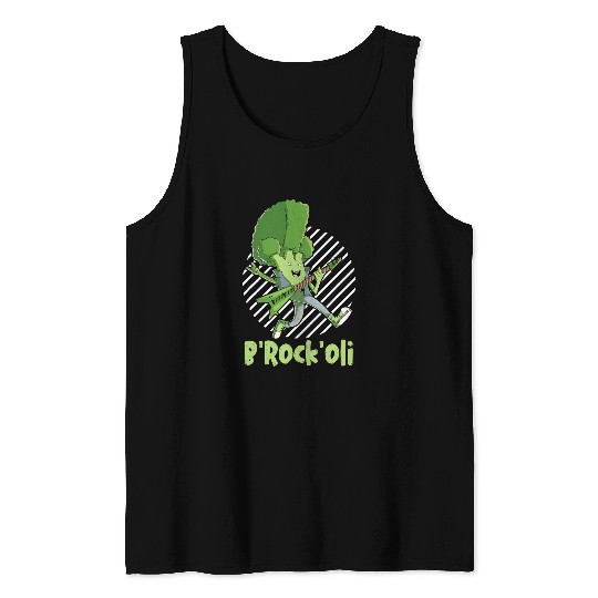 Funny Guitar Funny Broccoli Vegan Rock Music Bassist Guitarist Vegetarian Guitarist Tank Tops