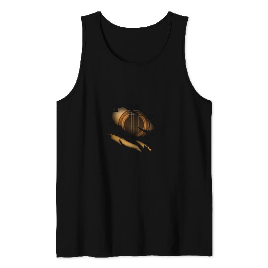 Funny Guitar Ripped design Guitar Heartbeat Rock Music Instrument design 99 Music Music Guitarist Tank Tops