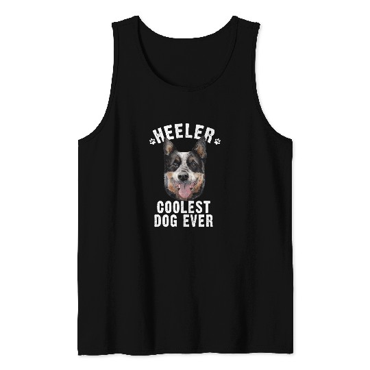 Heeler Pet Funny Cute Blue Heeler Dog Face For Dog Lover Dog Mom Dad Tank Tops