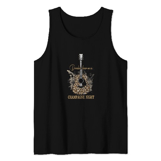 Funny Guitar Drinkin Beer On A Champagne Night Classic Guitar Music Tank Tops