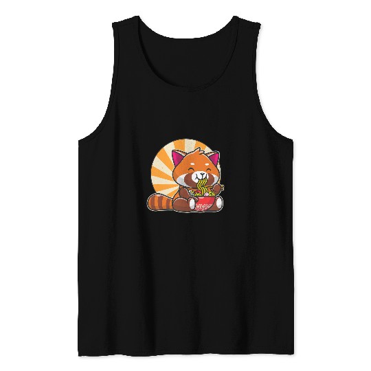 Funny Bear Red Panda Ramen Japanese Noodles Cute Kawaii Anime Girl Cute Bears Tank Tops