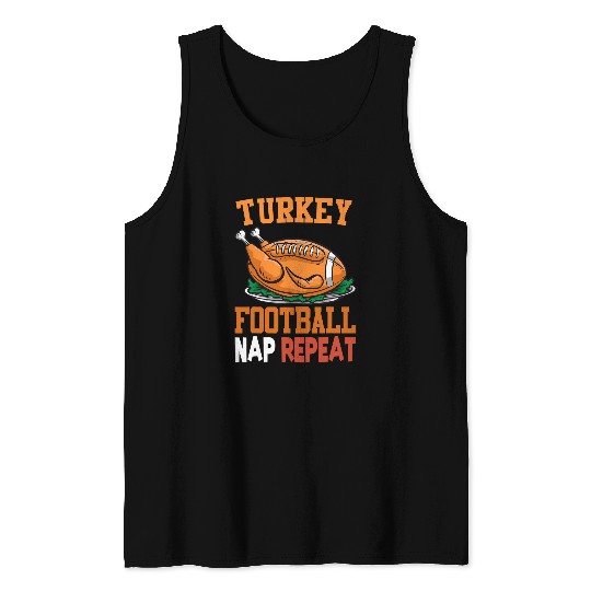 Sport American Football Lacrosse Gift Football Turkey Nap Thanksgiving Tank Tops
