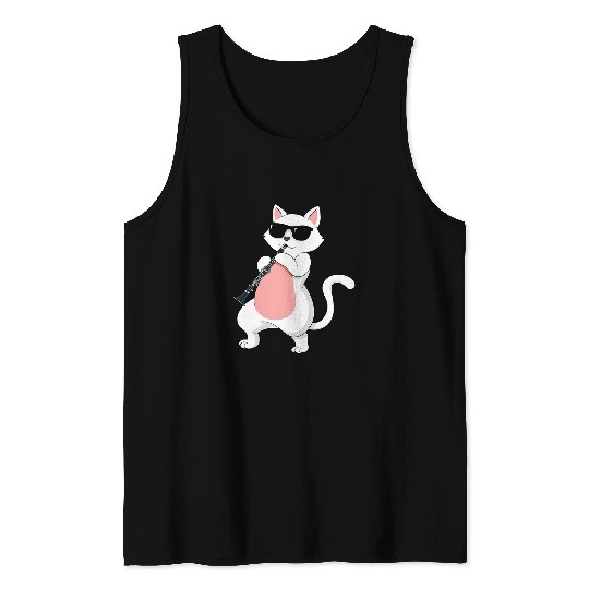 Funny Clarinet Cat clarinet player classical music music concert Tank Tops