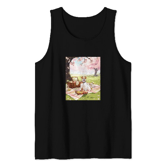 Jack Russell Pet Cherry Blossom Funny Dog Picnic 3 Tank Tops