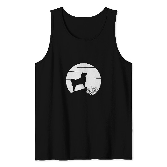 Akita Pet and Moon Halloween 2 Dog Tank Tops