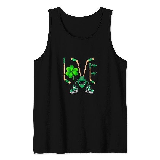 Sport Hockey Lover St Patricks Day Shamrock Irish Sports Tank Tops