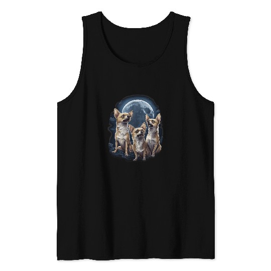 Chihuahua Pet Midnight Chihuahua Howling At Moon Tank Tops