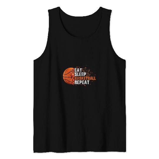 Sport Basketball Eat Sleep Basketball Repeat Youth Adult Basketball Player Tank Tops