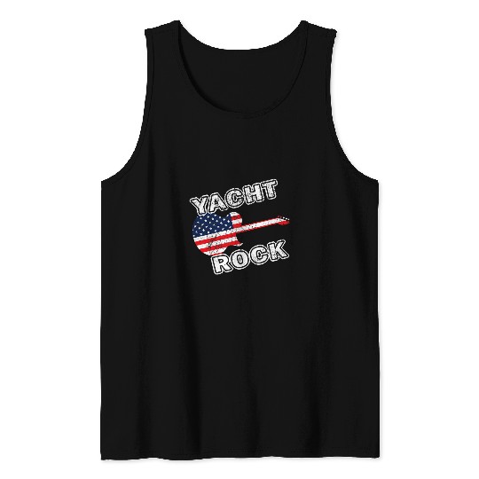 Funny Guitar Yacht Rock Tee Guitar Music Party Boat Drinking Fun Vintage Tank Tops