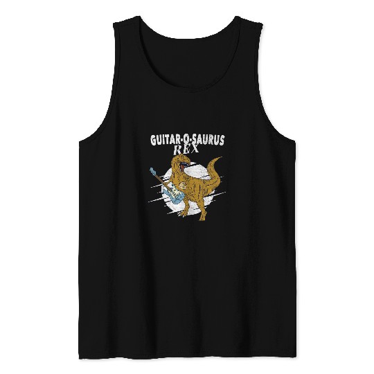 Funny Guitar Tyrannosaurus rexs Playing Rock Guitar O Saurus rexs 1 Tank Tops