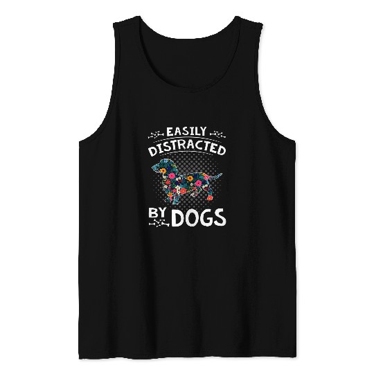 Dachshund Pet Easily Distracted By Dogs Wieners Dachshund Floral Dog Mom Tank Tops