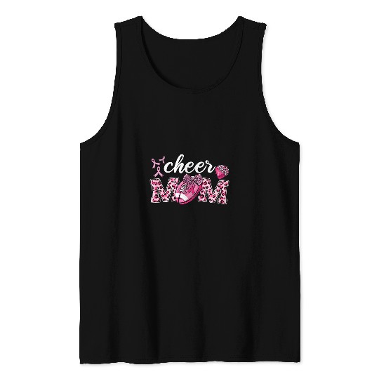 Sport American Football Cheer Mom Pink Football Leopard Breast Tank Tops