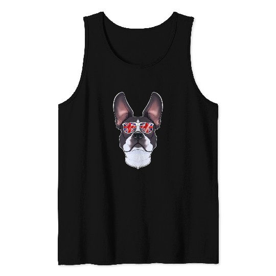 Boston Terrier Pet UK Sunglasses I English Flag I Union Jack Tank Tops