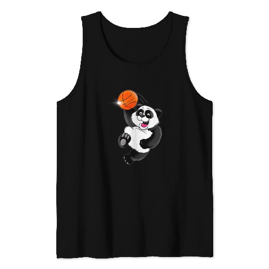 Funny Basketball Pandas Basketball Panda Slam Dunk Funny Kids Adults Sports Tank Tops