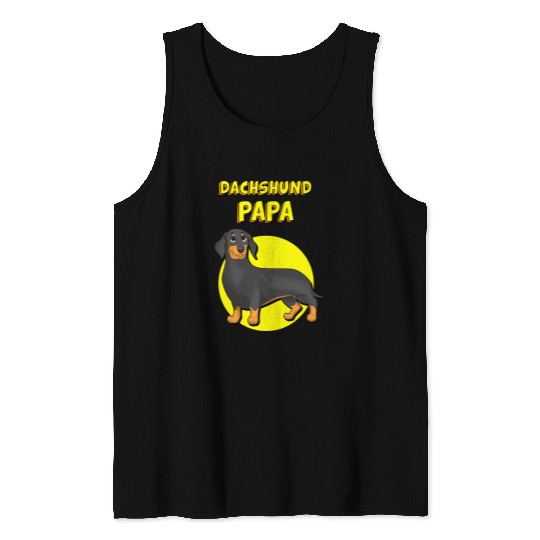 Dachshund Pet Papa Black Tan Smooth Dachshund Dog Father Tank Tops