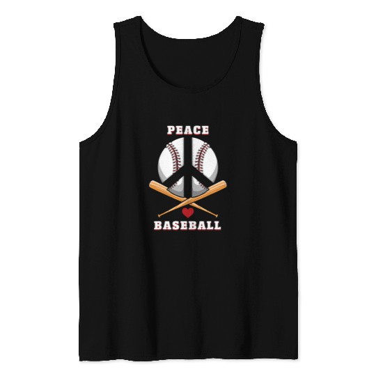 Sport Baseball Peace Love Baseball Player Softball Team 60s 70s Costume Tank Tops