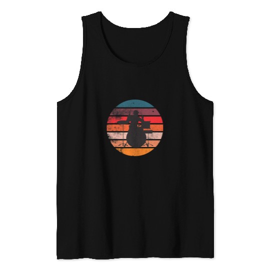 Funny Drummer Retro sun drummer 70s Tank Tops