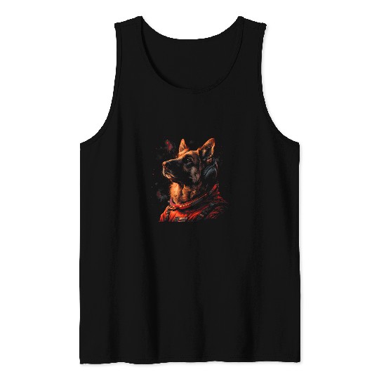 German Shepherd Pet Lovers Dog Astronaut In The Space Tank Tops