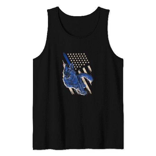 German Shepherd Pet Law Enforcement Police Dog German Shepherd US Flag Police 99 Tank Tops