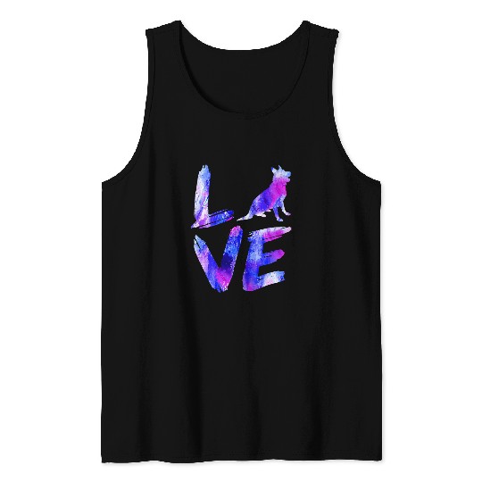 Chow Chow Pet Love Chow Shepherd Watercolor Blue Dog Mom Dad Tank Tops