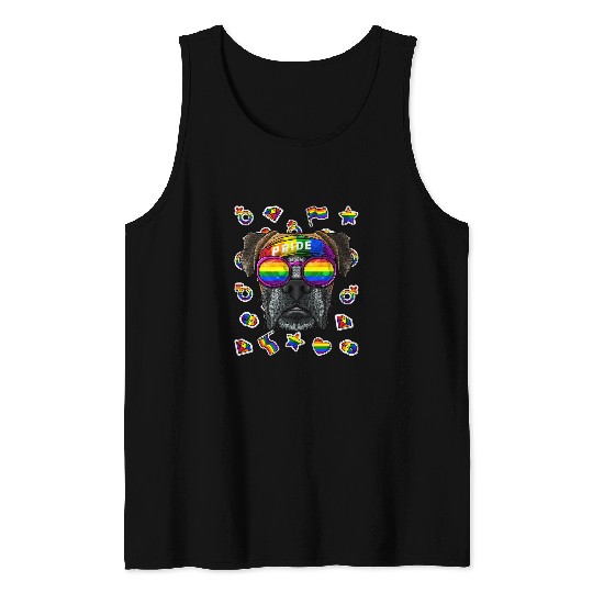 Boxer Pet LGBT Boxer Gay Pride Month Dog Rainbow Lesbian Tank Tops