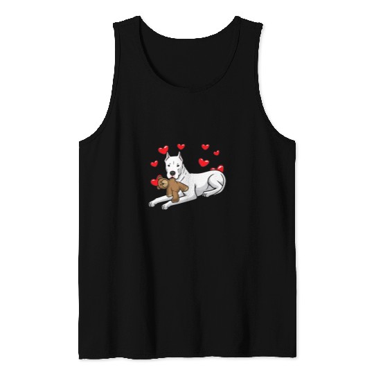 Dogo Argentino Pet Dog With Stuffed Animal And Hearts 1 Tank Tops