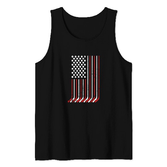 Sport Hockey Patriotic US american hockey sticks and stars stripes flag Tank Tops