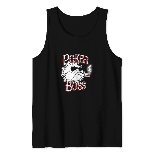 English Bulldog Pet Pokers Boss Bulldog Card Playing Tank Tops