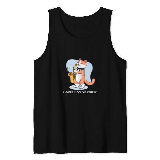 Funny Saxophone Hilarious cat plays saxophone Tank Tops