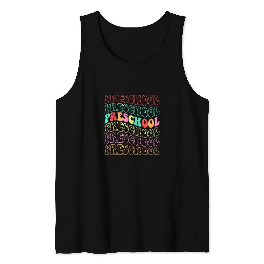 Retro Groovy Preschool Teacher Student Back To School Tank Tops