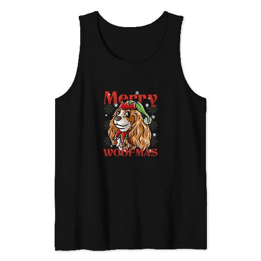 Cavalier King Charles Spaniel Pet Merry Woofmas King Charles Spaniel Elf Dog Christmas Dogs Tank Tops