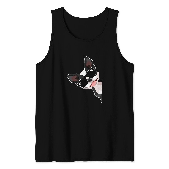 Boston Terrier Pet Funny Bull Boston Dog With Sunglasses Tank Tops