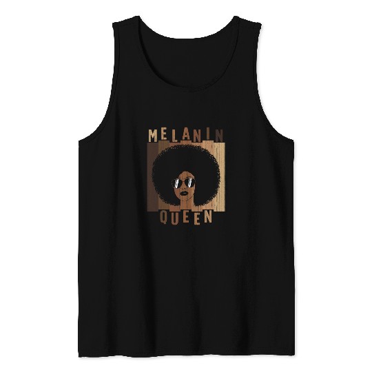 Black Pride Month Melanin Queen Afro African American Tank Tops