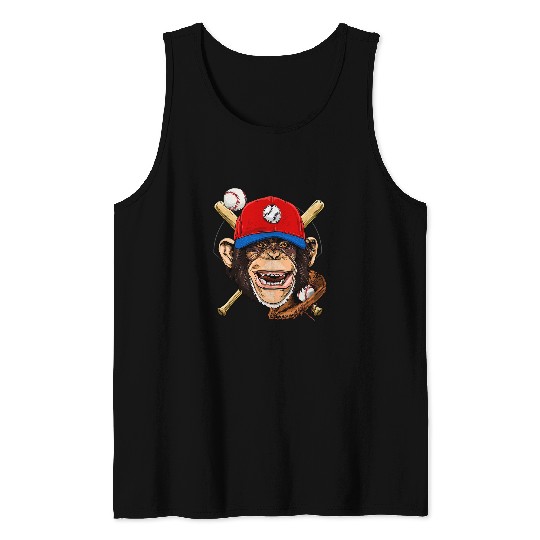 Sport Baseball Monkey Baseball Monkey Lovers Baseball Player 74 Tank Tops